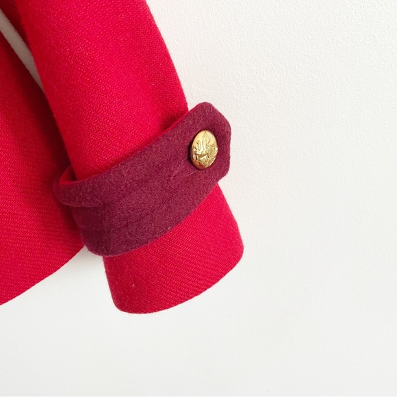 Smythe Red Double Breasted Pea Wool Coat with gold button size 4 - Picture 13 of 16